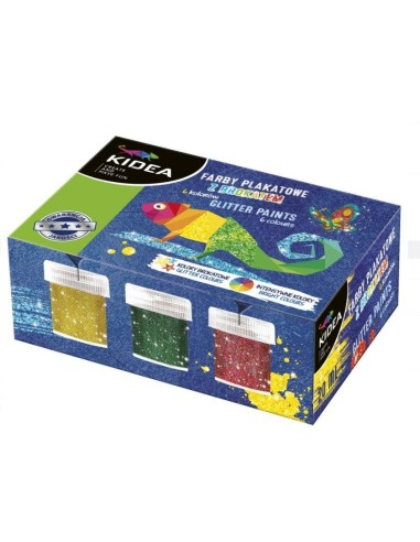 Acuarele frumoase cu sclipici, Kidea, 6 culori,...