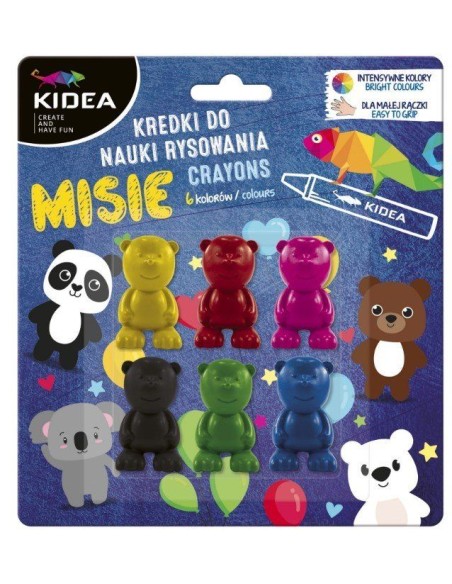 Set 6 creioane dragute in forma de ursuleti, pentru copii, Kidea, multicolore