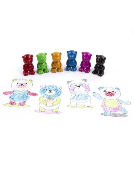 Set 6 creioane dragute in forma de ursuleti, pentru copii, Kidea, multicolore