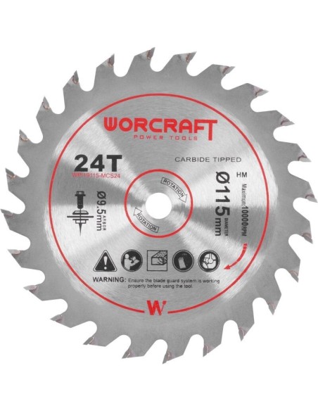 Disc circular pentru fierastrau 114784, 24 dinti, 115 mm, Worcraft