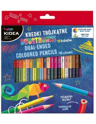 Set de 24 creioane cu 2 capete, Kidea, 48 culori