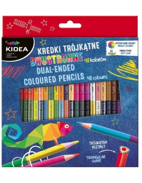 Set de 24 creioane cu 2 capete, Kidea, 48 culori