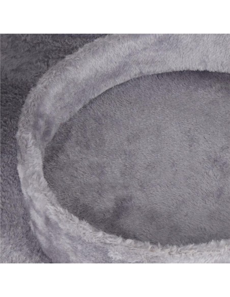 Ansamblu de joaca pentru pisici, Springos, cu platforme, ciucuri, culcus, gri si bej, 45x45x127 cm