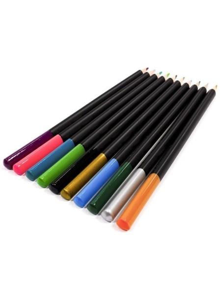 Set 36 creioane triunghiulare frumoase pentru copii, cutie metal, Kidea, multicolore