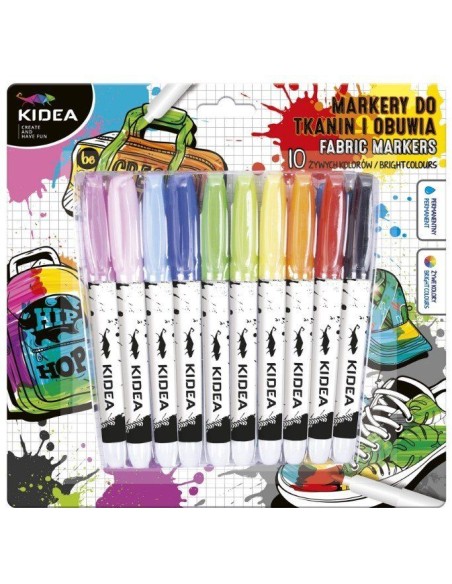Set de 10 markere incaltaminte si tesaturi, Kidea Markers, multicolore