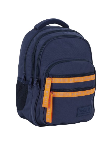 Ghiozdan pentru scoala, Derform BackUP, 4 Compartimente, albastru cu portocaliu pentru copii