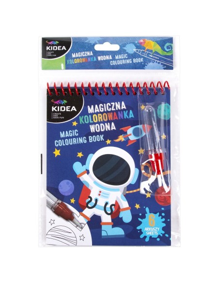 Carte de colorat cu apa pentru copii, reutilizabila, spiralata, astronaut in Cosmos, Kidea