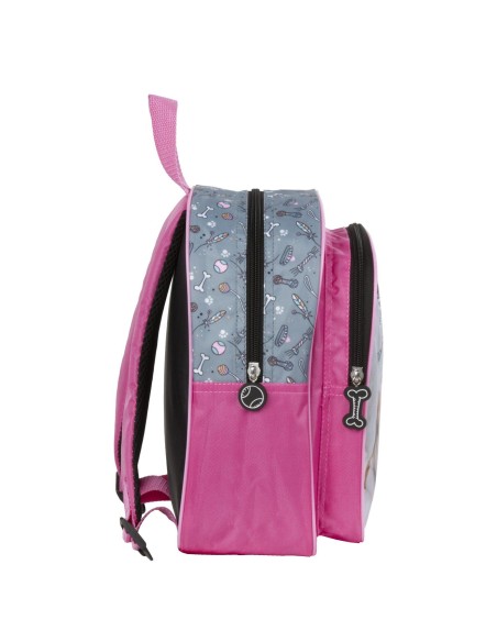 Ghiozdan roz de gradinita pentru fetite, Cleo and Frank, 2 Compartimente, cu catelusi