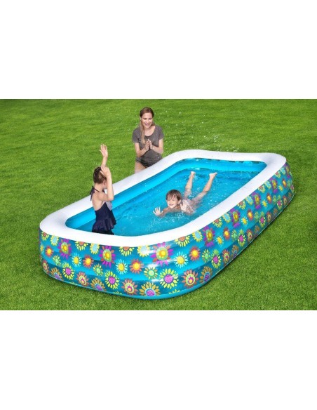 Piscina gonflabila cu floricele multicolor, pentru copii 6 ani+, Bestway 54121, 305 x 183 x 56 cm, 1161 litri
