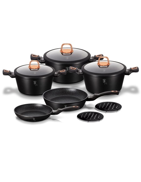 Set oale si tigai marmorate, 10 piese, Black Rose Collection, Berlinger Haus, BH 1645