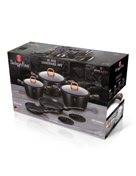 Set oale si tigai marmorate, 10 piese, Black Rose Collection, Berlinger Haus, BH 1645