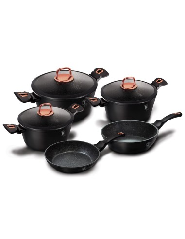 Set oale si tigai marmorate, 10 piese, Black...
