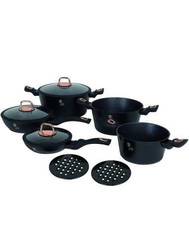 Set oale si tigai marmorate, 10 piese, Black...