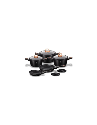 Set oale si tigai marmorate, 10 piese, Black...