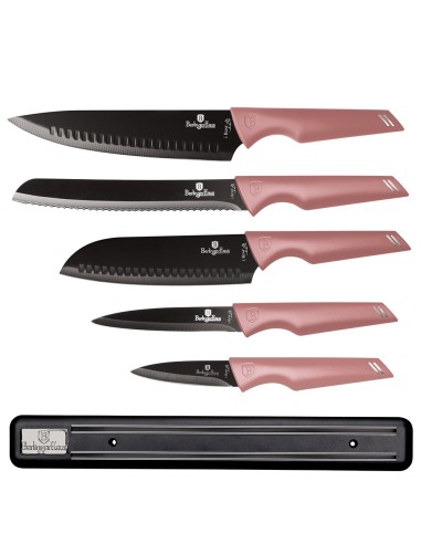 Set cutite, 6 piese, cu suport magnetic, Rose,...