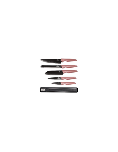 Set cutite, 6 piese, cu suport magnetic, Rose,...