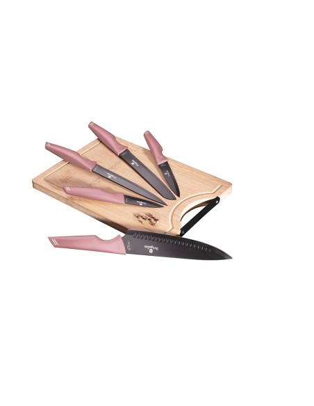 Set cutite 6 piese, cu tocator de taiere din bambus, Rose Collection, Berlinger HausBH/2710