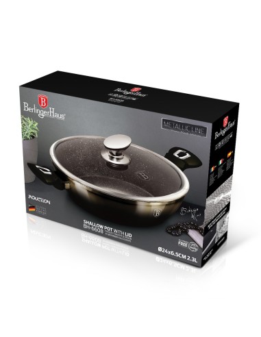 Cratita joasa cu capac 24 cm, Metallic Line...