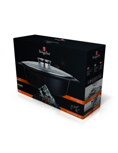 Cratita ovala pentru cuptor, cu capac sticla si sistem aroma knob roaster, Berlinger Haus, BH 1460