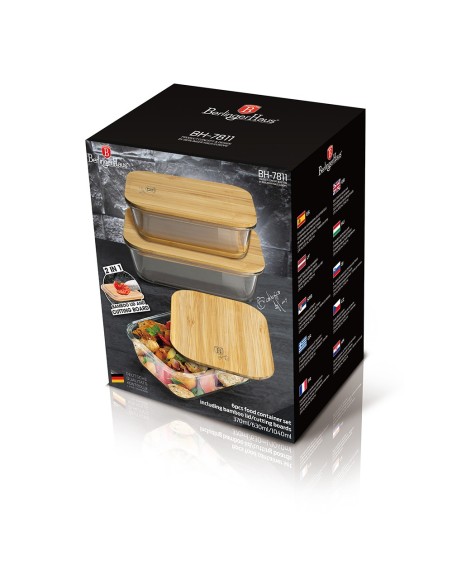 Set 3 caserole cu capac din bambus, Black Silver Collection, Berlinger Haus, BH 7811