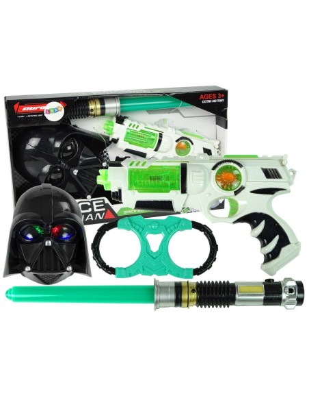 Set de joaca SF pentru copii, pistol laser, sabie laser si masca SF, 7096
