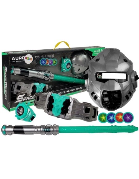 Set de joaca SF pentru copii, sabie laser, lansator discuri si masca SF, 7850