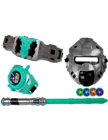 Set de joaca SF pentru copii, sabie laser, lansator discuri si masca SF, 7850