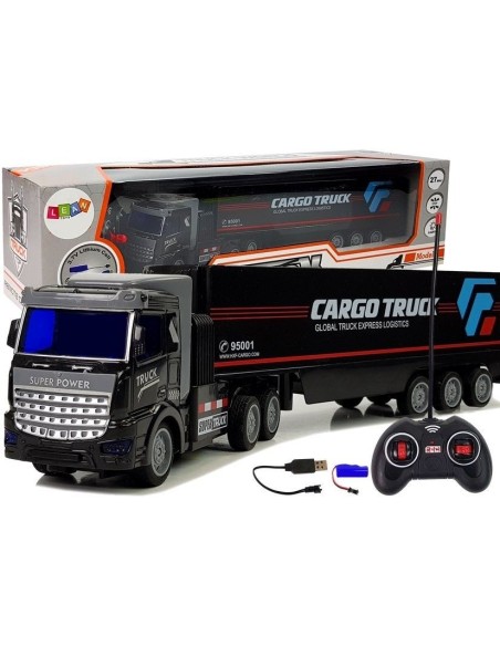 Camion de jucarie RC, cu telecomanda si remorca cargo, 1:48, 9080