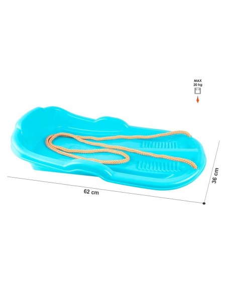 Sanie pentru copii cu franghie, din plastic verde, 62x36x11 cm, 12888