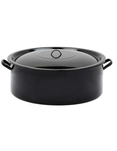 Cratita cu capac emailata, 50 L, 1515/57 , neagra