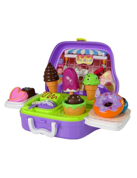 Set inghetata si dulciuri de joaca intr-o valiza, pentru copii, multicolor, 10077