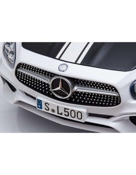 Masina de Politie electrica, Mercedes SL500, pentru copii, cu telecomanda, 2 motoare, alb-negru, 4792