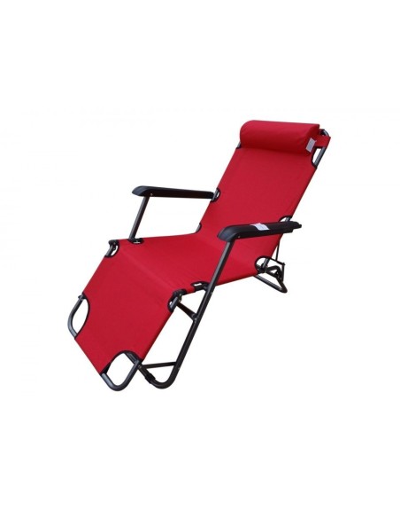 Sezlong-Scaun camping panza, H015, 110 KG, structura metalica, rosu
