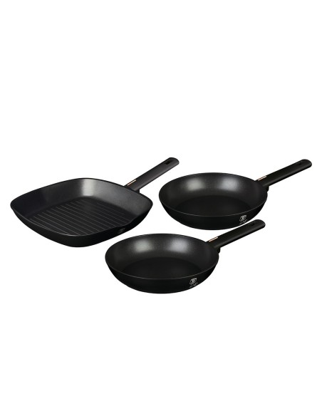 Set de 3 tigai, Berlinger Haus, Aluminiu, Negru, Monacoa Collection, BH 7096