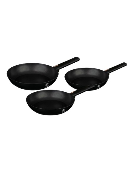 Set de 3 tigai, Berlinger Haus, Aluminiu, Negru, Monaco Collection, BH 7095