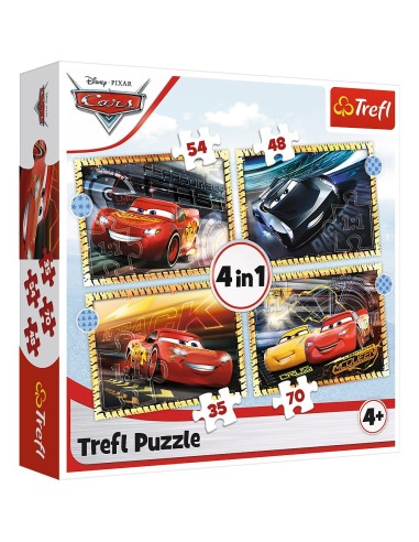 PUZZLE 4IN1 CARS - PE LOCURI, FITI FATA, START