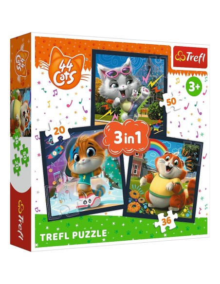 PUZZLE TREFL 3IN1 44 CATS PISICILE DRAGALASE