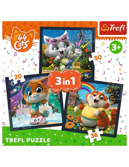 PUZZLE TREFL 3IN1 44 CATS PISICILE DRAGALASE