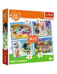 PUZZLE TREFL 44 CATS 4IN1 ECHIPA PISICILOR