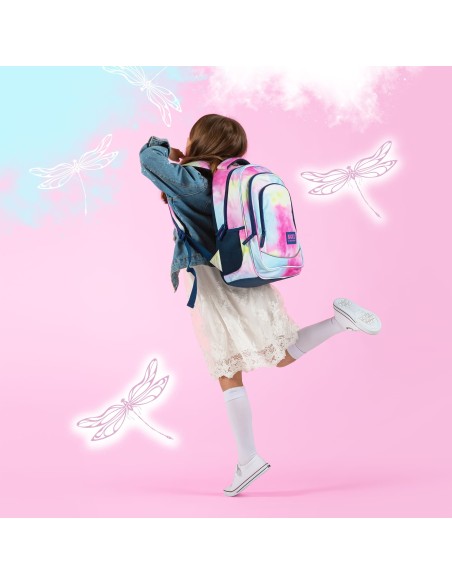 Ghiozdan ergonomic de fetite pentru scoala, BackUP, 3 compartimente, model abstract PLB5X29