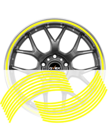 Set 16 inele din autocolant pentru jante culoare Galben Lucios
