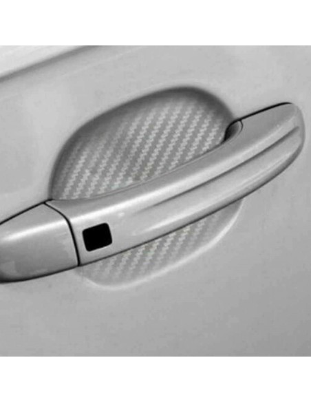 Set 4 bucati protectie zgarieturi manere usa din autocolant carbon 3D Argintiu