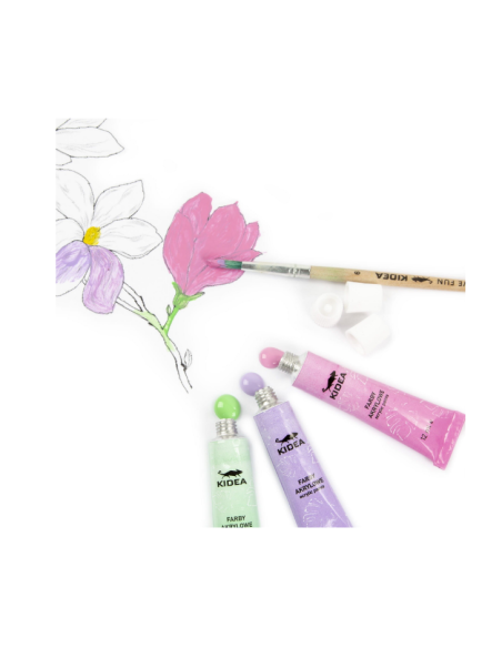 Set 12 acuarele pentru pictura, vopsele acrilice pastel, Kidea FAAP12KA