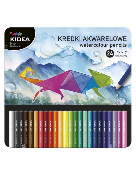 Set 24 creioane-acuarele, in cutie metalica, Kidea KAMP24KA