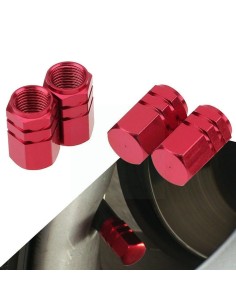 Set capacele auto pentru ventil hexagon rosu 4 buc