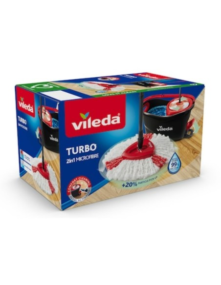 Set curatenie, galeata cu pedala si storcator, cu mop si maner, Vileda Easy Wring Turbo