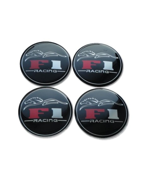 Set 4 buc. ornament central janta, model "F1 Black", diametru 5cm