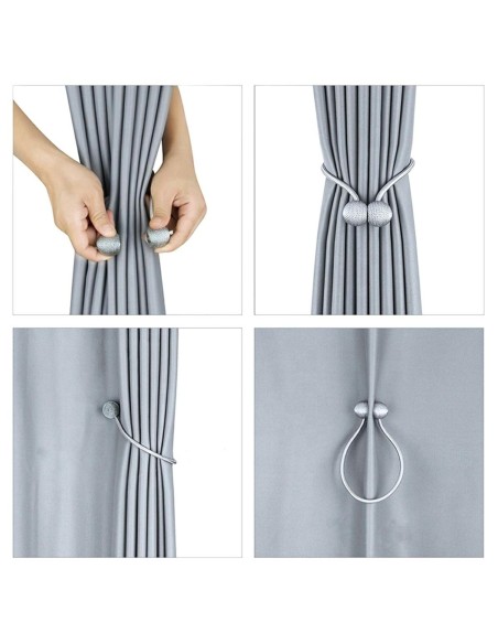 Bratara magnetica de prindere perdele/draperii, model BLACK BALLS