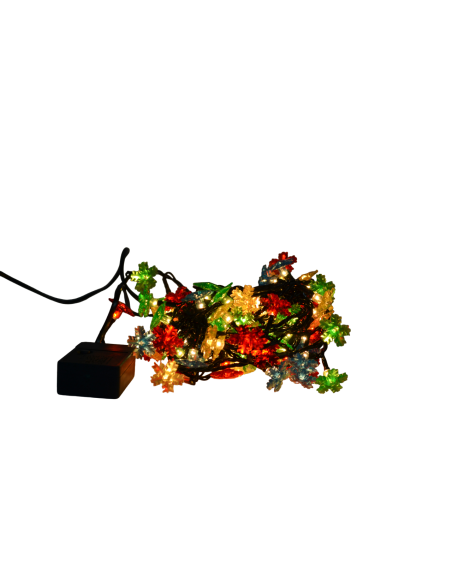 Instalatie de Craciun, sirag luminos cu 8 jocuri de lumini, 100 de beculete fulgi de nea, multicolore, 5 m
