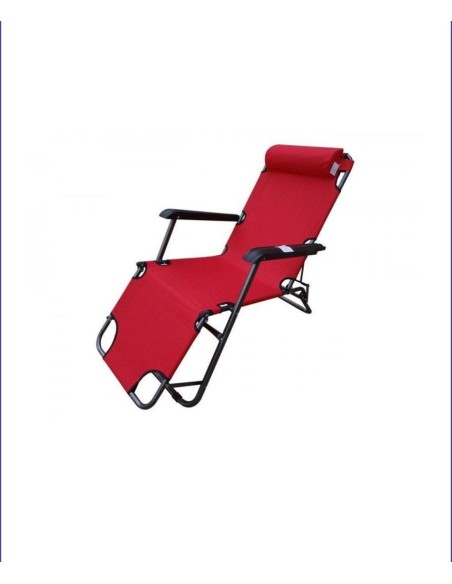Sezlong-Scaun camping panza, H015, 110 KG, structura metalica, rosu si albastru